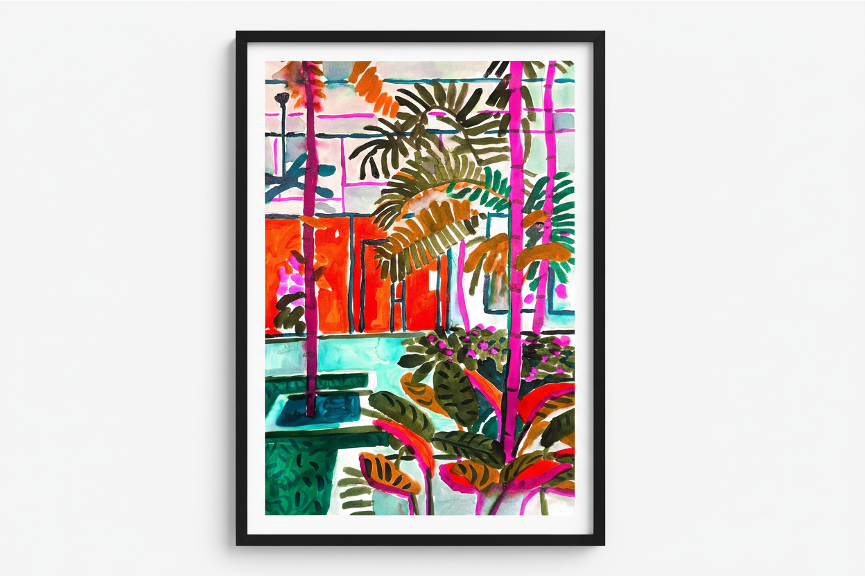 Tropical artwork with black frame