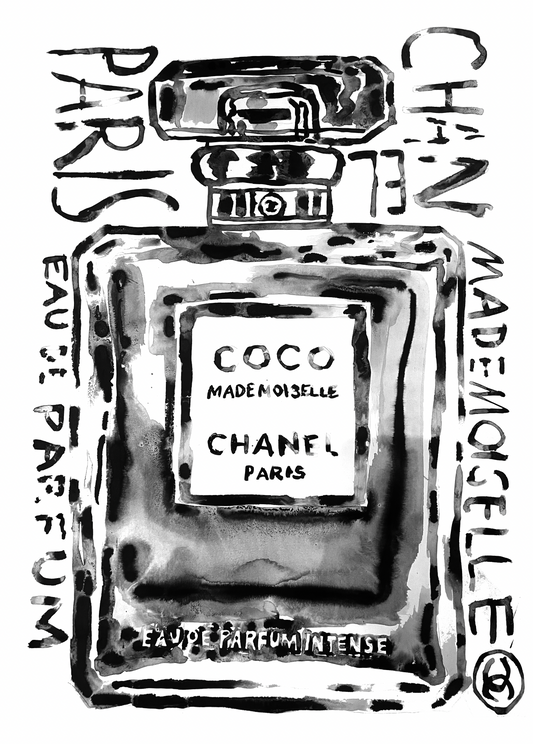 Coco Chanel Bottle Text Art Print – Kenya Fundraiser