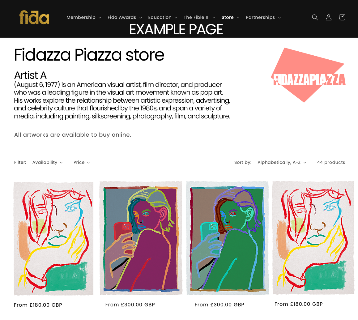Fidazza Piazza - POP-UP Market place - Online Exhibition